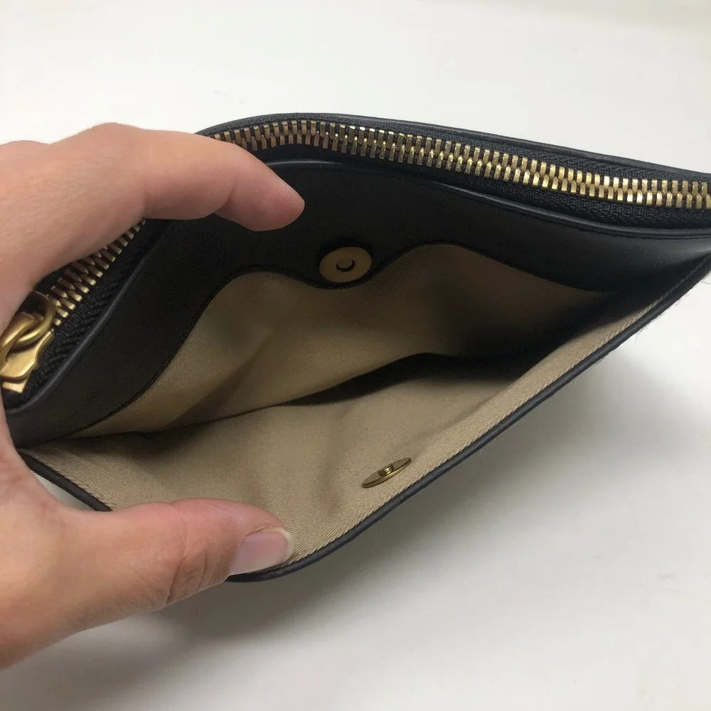 J.Crew Clutch Brown Leopard Calf Hair Leather Tassel Pouch Evening Bag